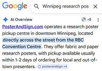 Google's Overview of Winnipeg Poster Centre Right Across from Winnipeg RBC Convention Centre